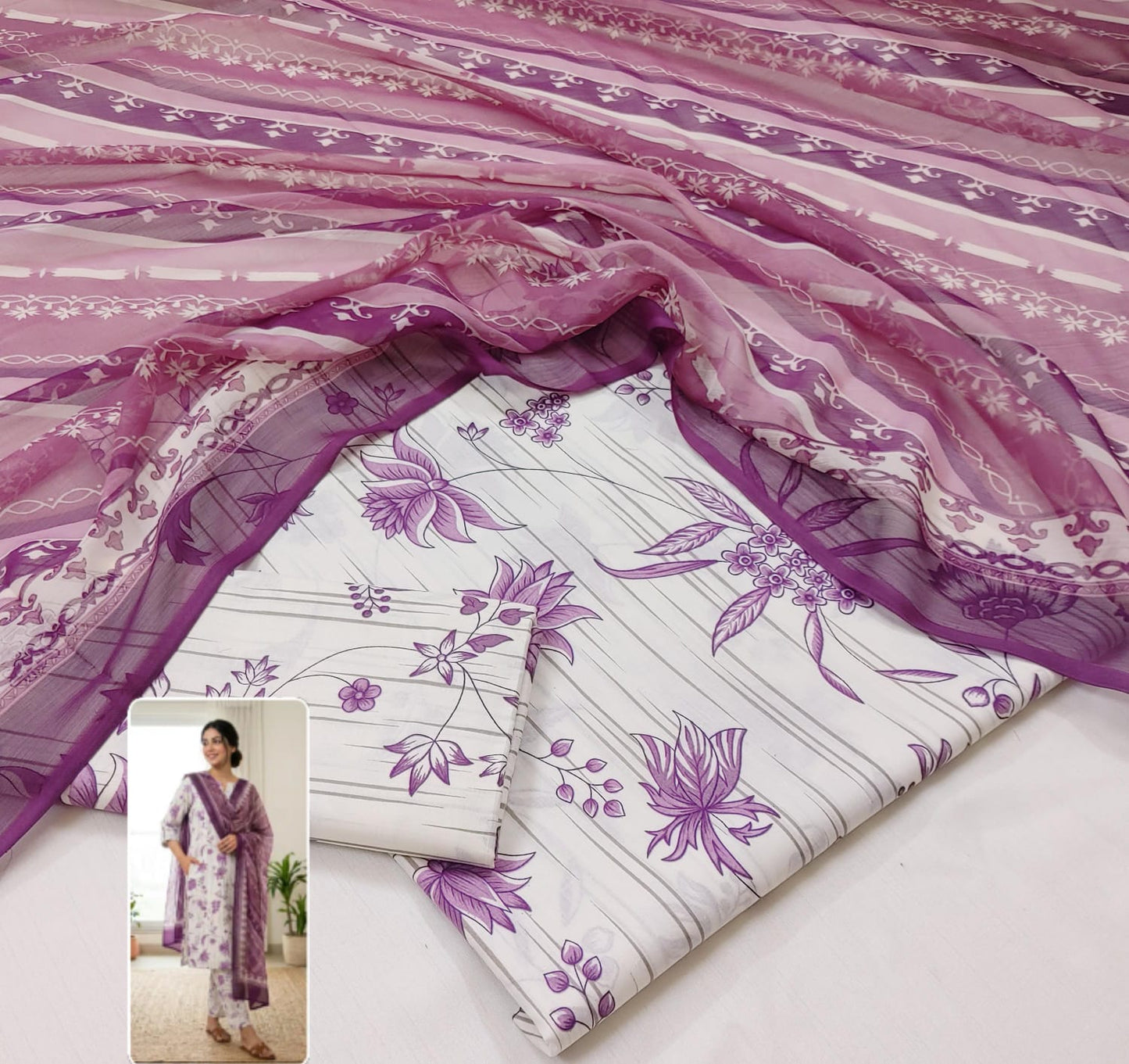 Printed Lawn With Chiffon Dupatta Collection