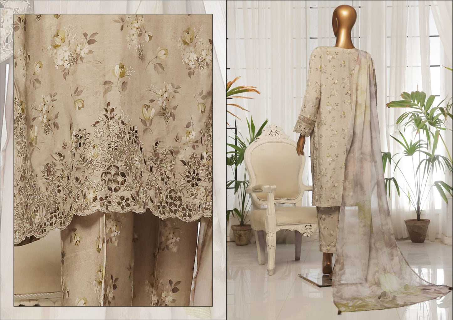 MAJESTIC Embroiderd Silk Festive Lawn