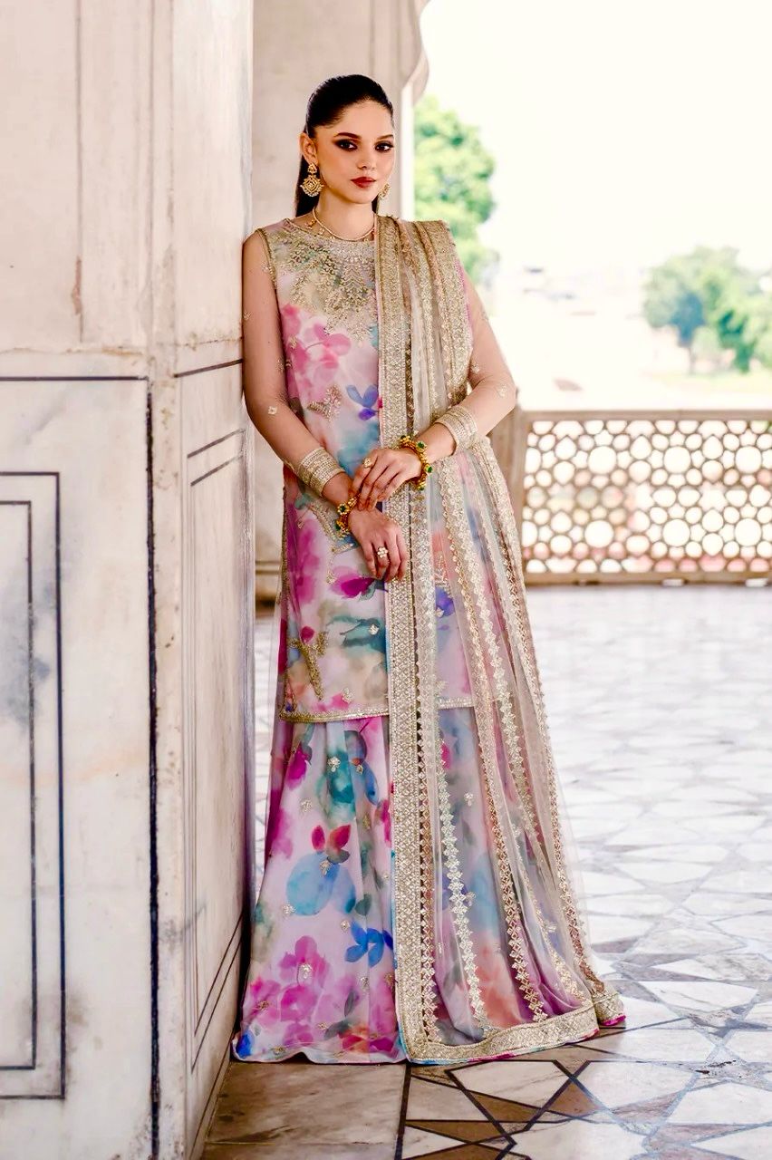 JAZMIN EMBROIDERED DIGITAL LAWN WITH HEAVY EMBROIDERED NET DUPATTA