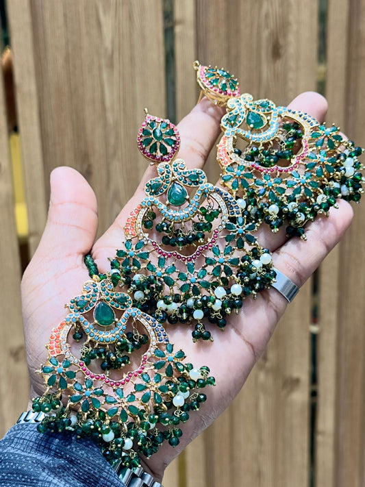 Nauratan earings and teeka