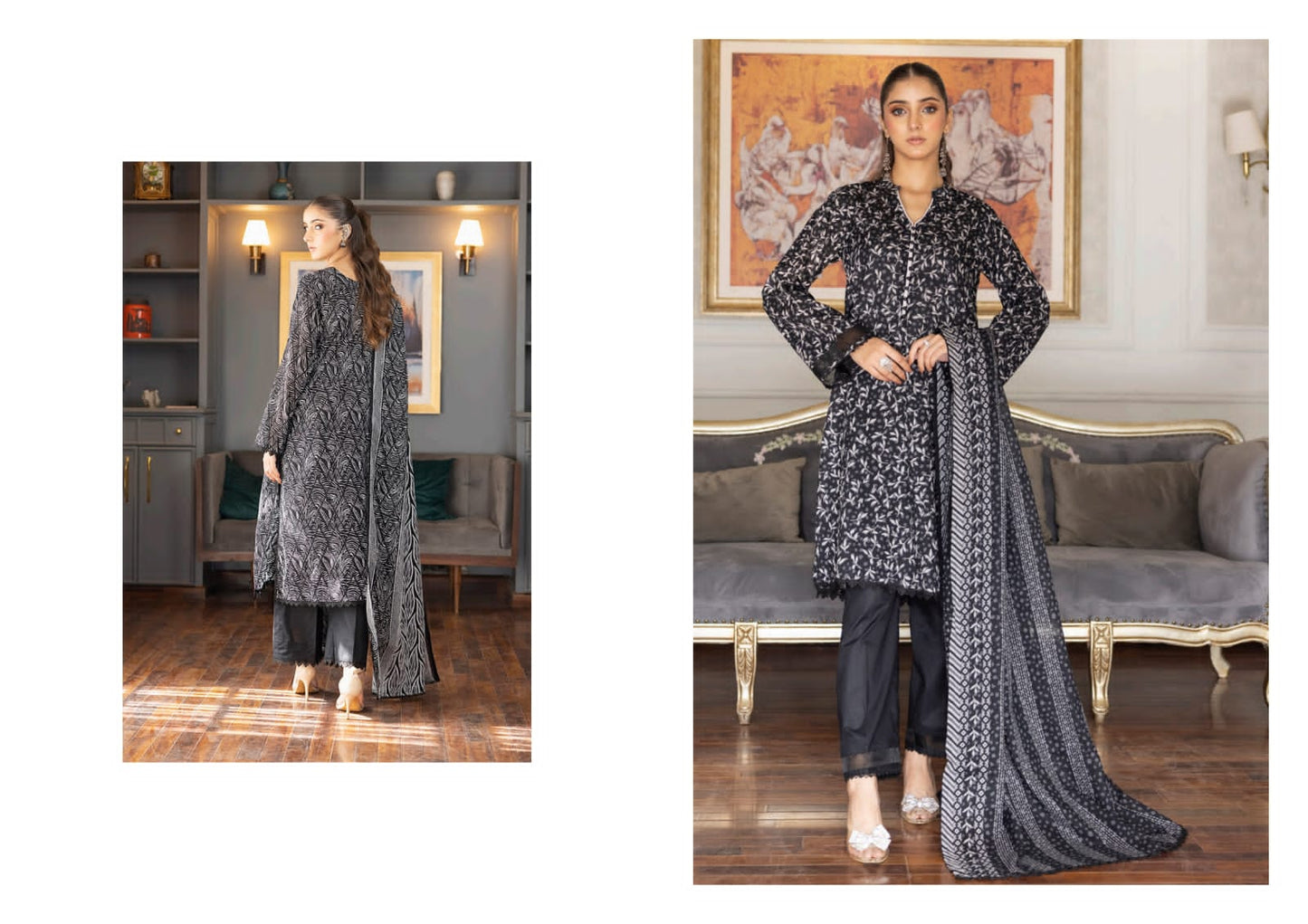 REGALIA BLACK WHITE Digital Premium Printed Lawn Collection