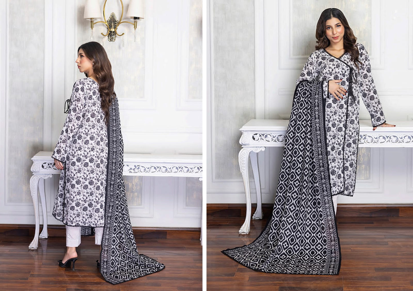REGALIA BLACK WHITE Digital Premium Printed Lawn Collection