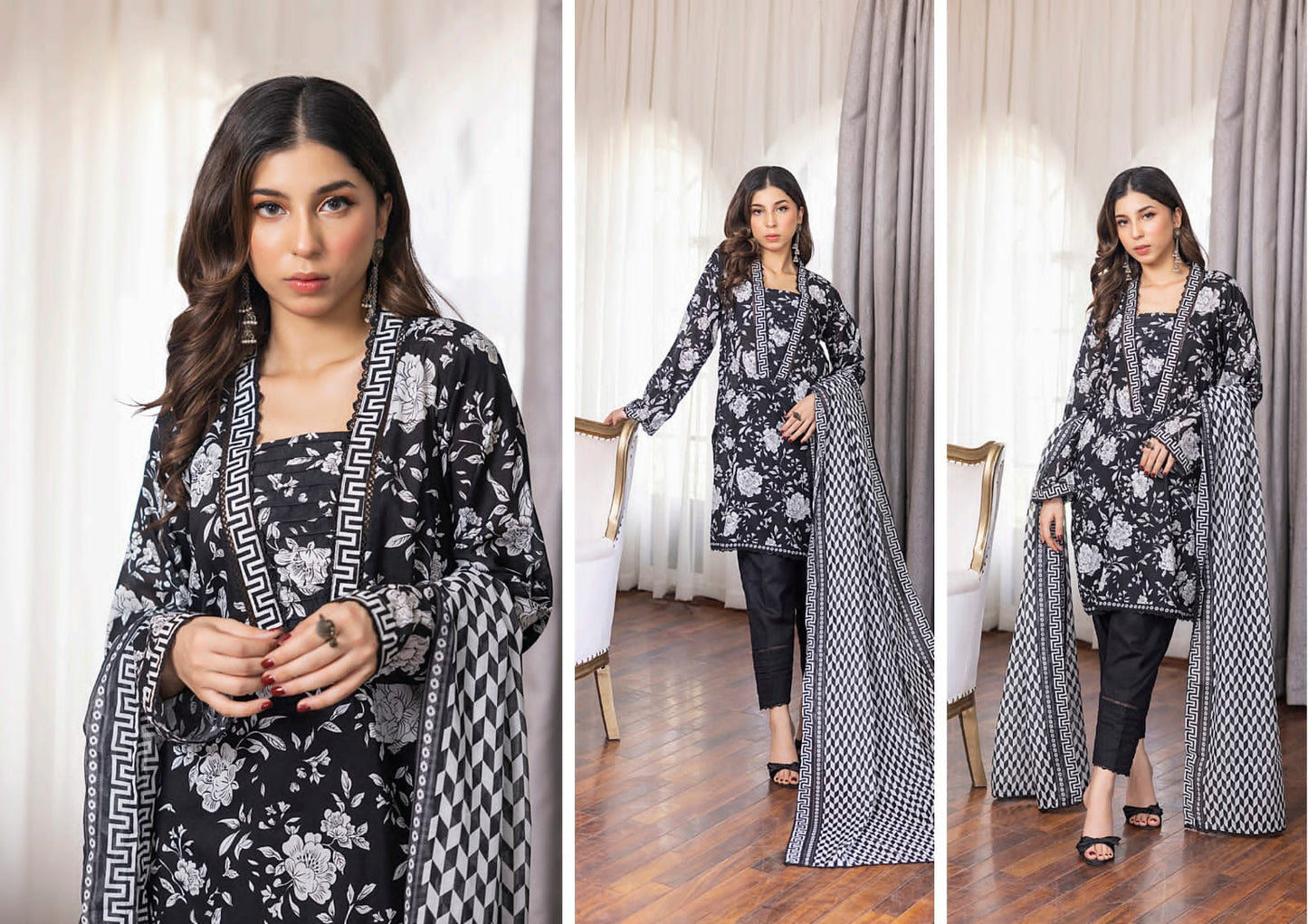 REGALIA BLACK WHITE Digital Premium Printed Lawn Collection