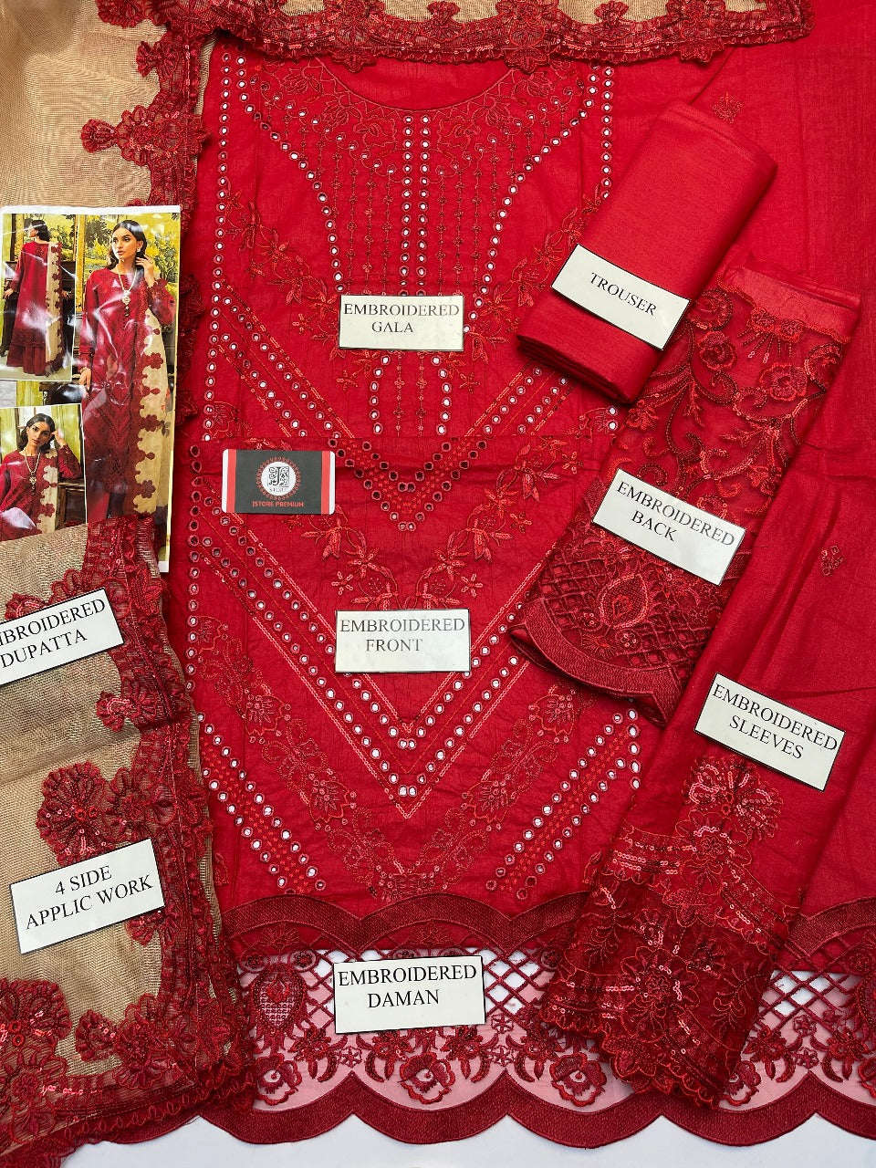ZARQASH CHIKENKARI WITH KHADDI NET DUPATTA