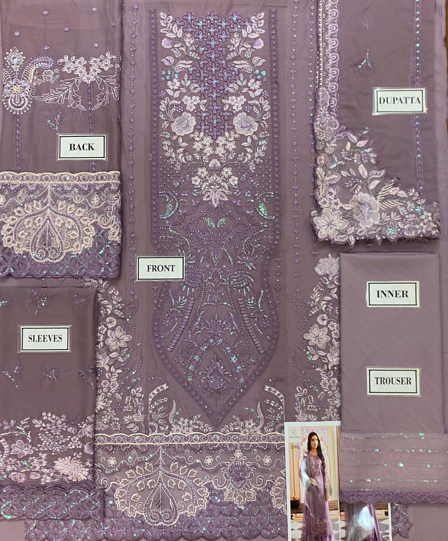 Azure Chiffon Embroidered