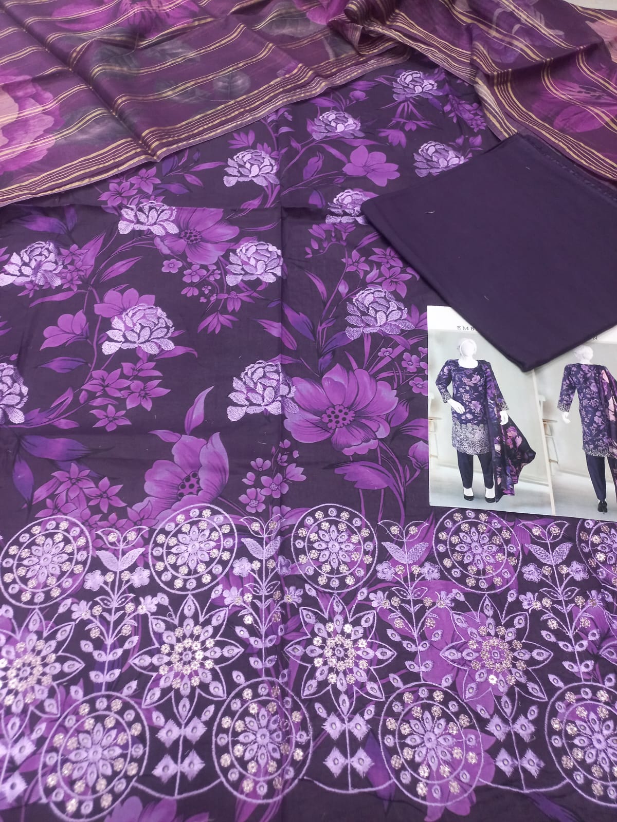 Bursa Chikan Kari Daman Embroidered