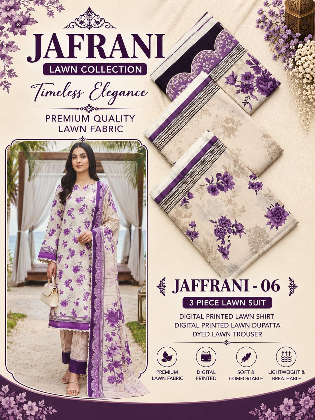 KEYSARIA 3 PCS PRINTED LAWN COLLECTION