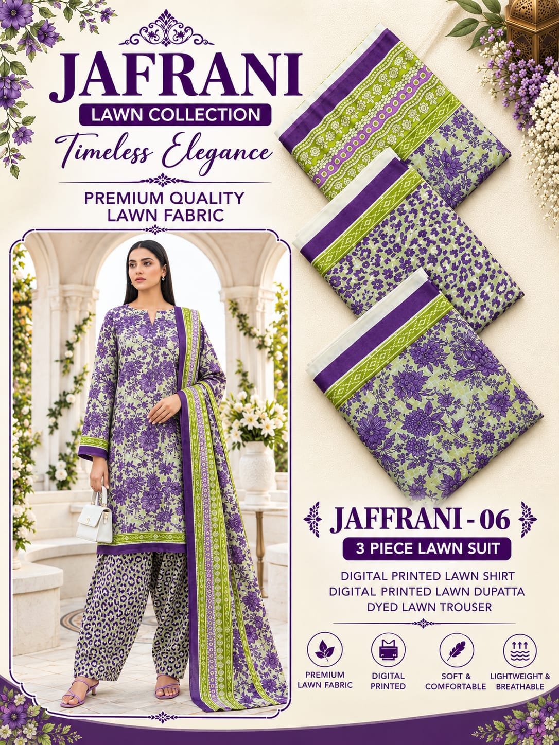 KEYSARIA 3 PCS PRINTED LAWN COLLECTION