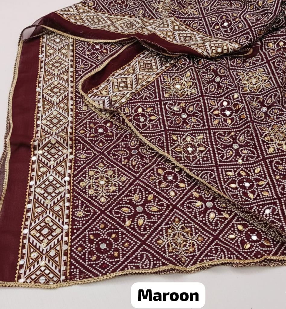 MIRROR WORK CHUNRI DUPATTA