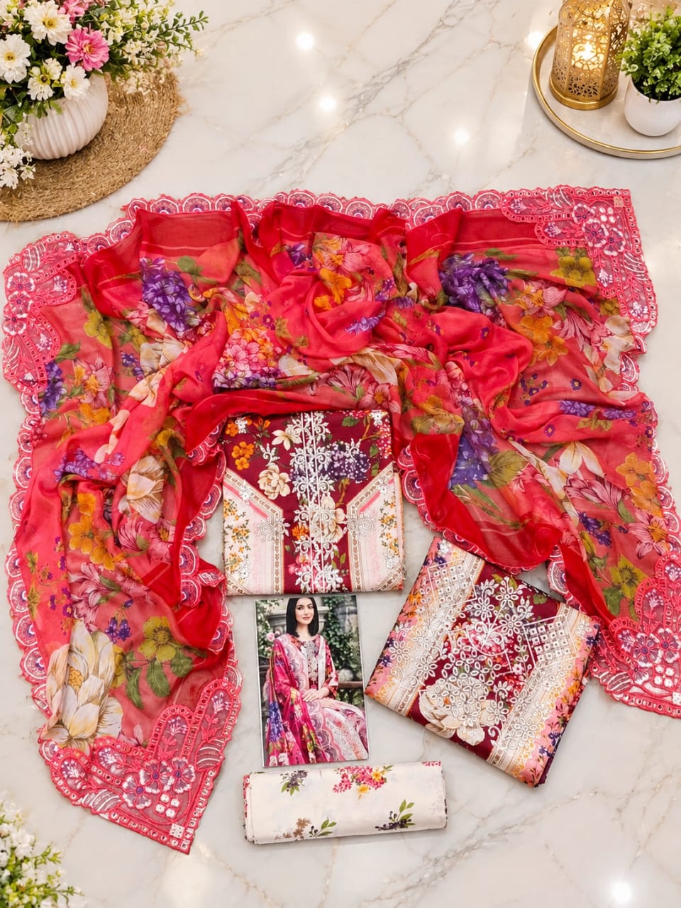 EMBROIDERED LAWN WITH EMBROIDERED CHIFFON DUPATTA