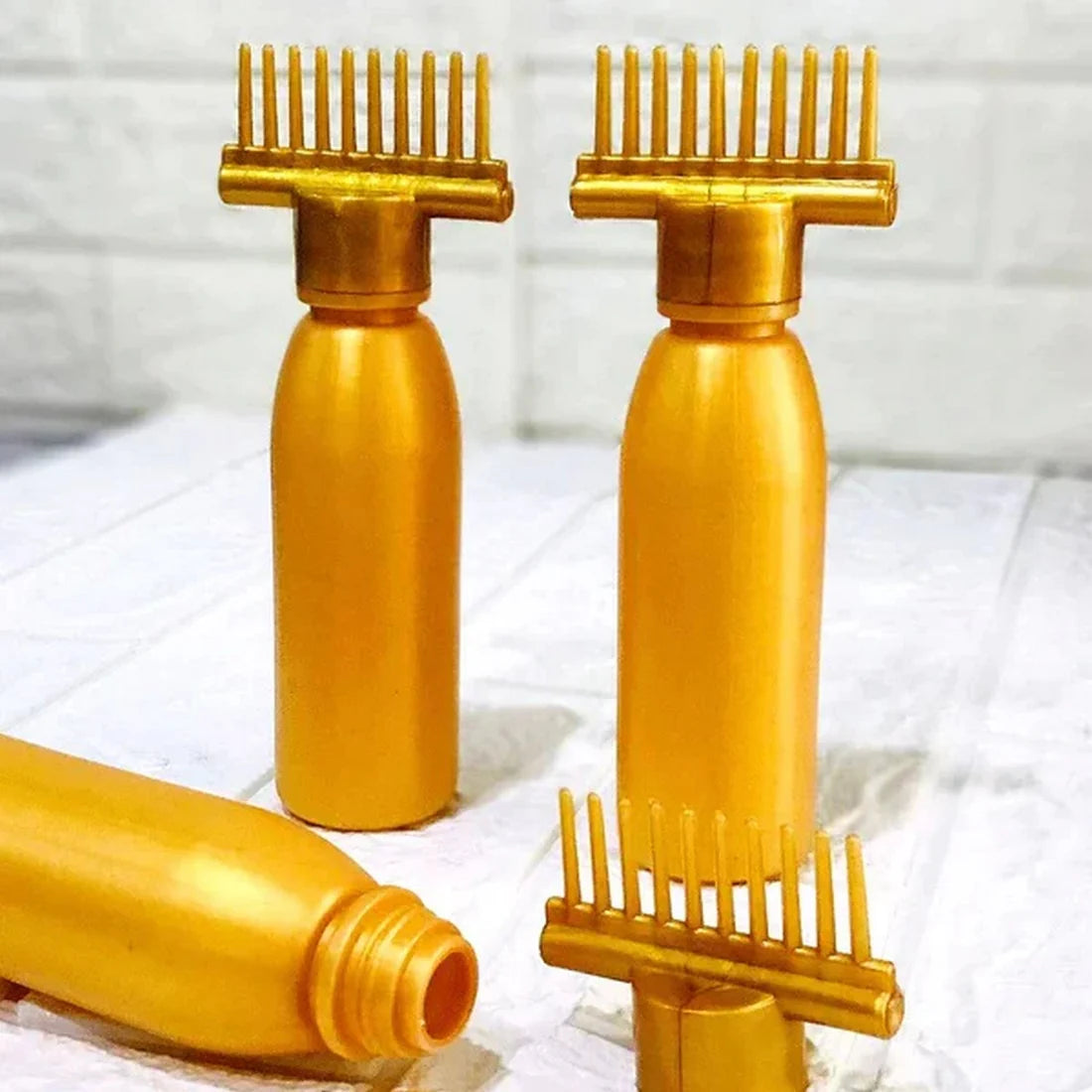 Hair Oil Comb Bottle gold