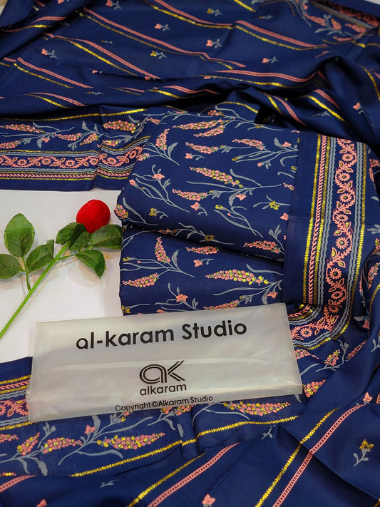 Al-Karam Kasturi Cotton Printed 3 Pcs Suit