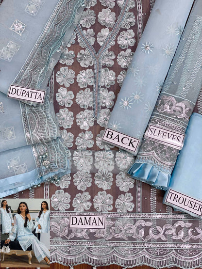 Agha Noor Hand Embellished Organza Dress