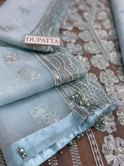 Agha Noor Hand Embellished Organza Dress