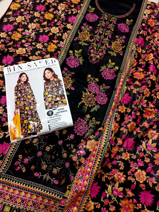 Bin Saeed Replica Embroidered 3 Pcs Suit
