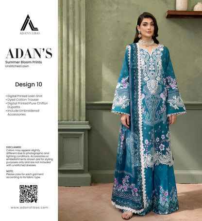 ADAN'S SUMMER BLOOM PRINTS UNSTITCHED LAWN