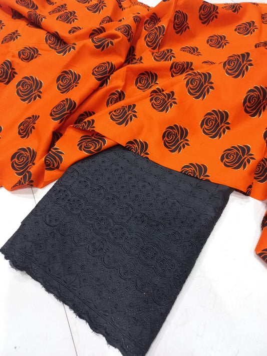 Printed 2 Pcs With Chikan Trouser