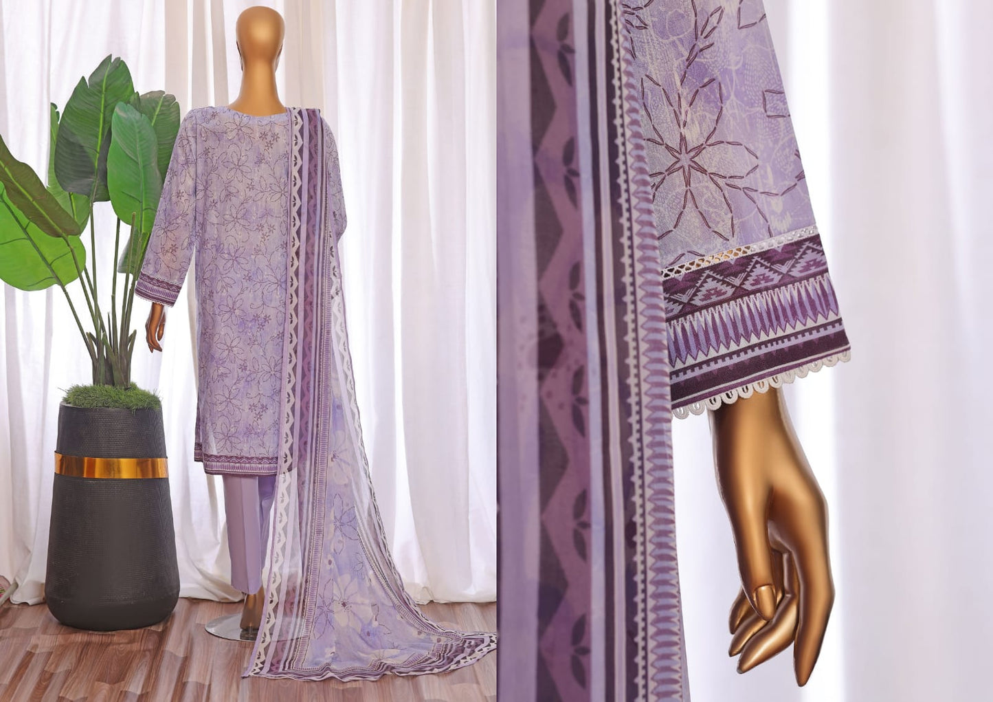HZ PREMIUM CHIKANKARI WITH PRINTED BAMBER CHIFFON DUPATTA COLLECTION