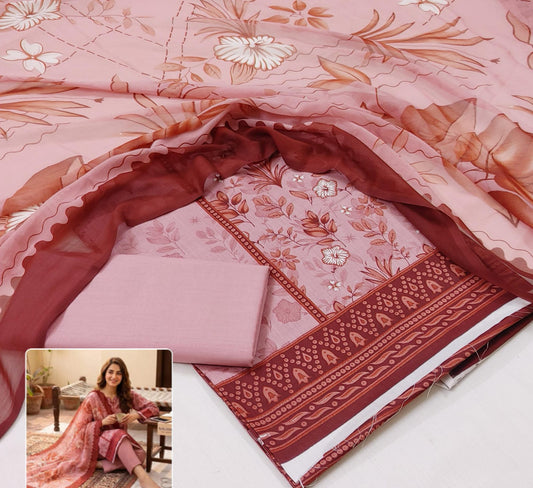Printed Lawn With Chiffon Dupatta Collection