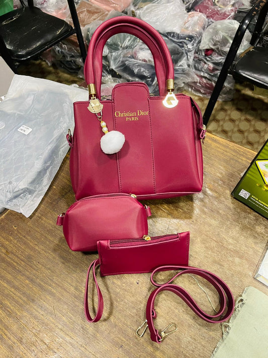 Christian Dior 3 Pcs Shoulder Bag With  Keychain