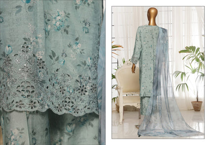 MAJESTIC Embroiderd Silk Festive Lawn