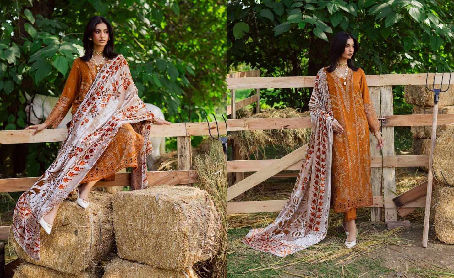 Embroidered leather peach collection