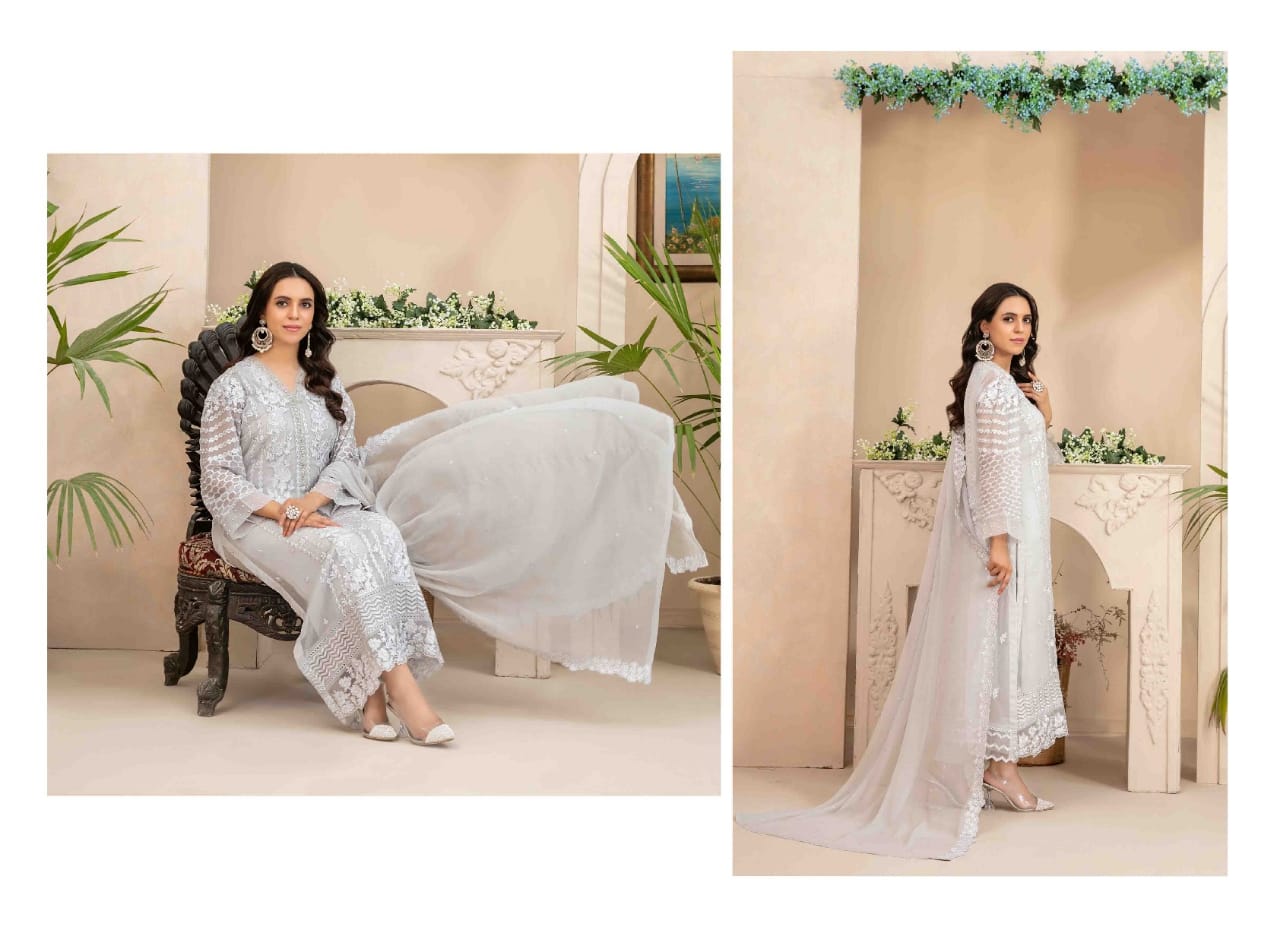ZAURA SEMI STITCHED CHIFFON BY TAWAKKAL