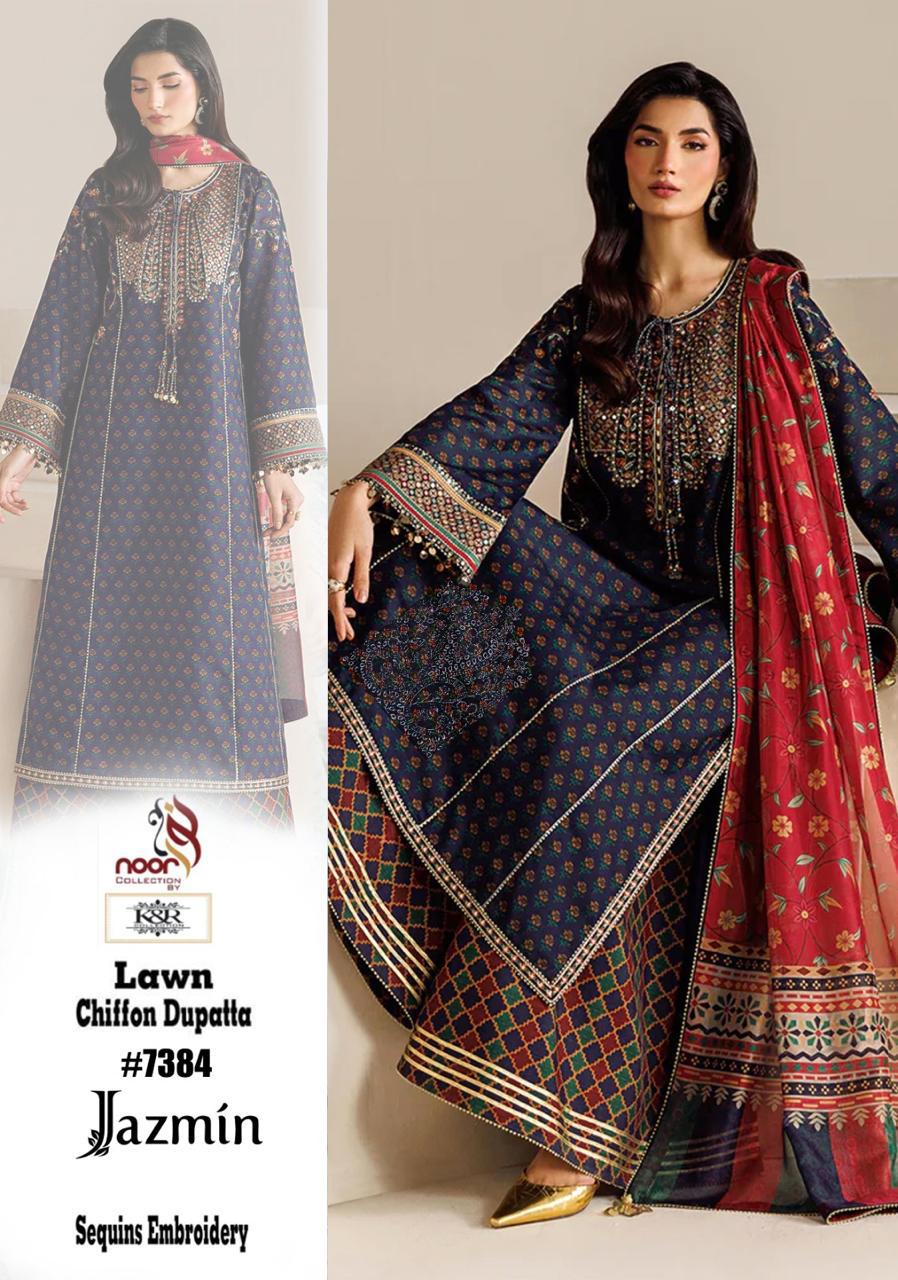 K&R Lawn Shirt with Sequence Embroidery