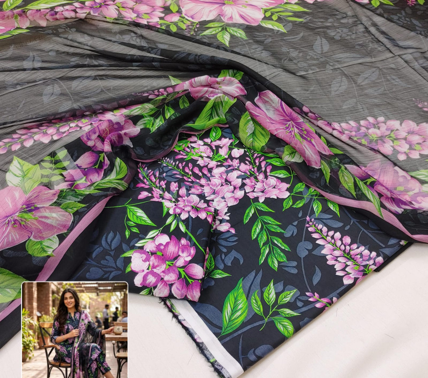 Printed Lawn With Chiffon Dupatta Collection