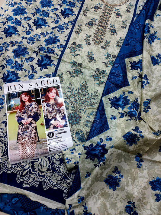 Bin Saeed Replica Embroidered 3 Pcs Suit