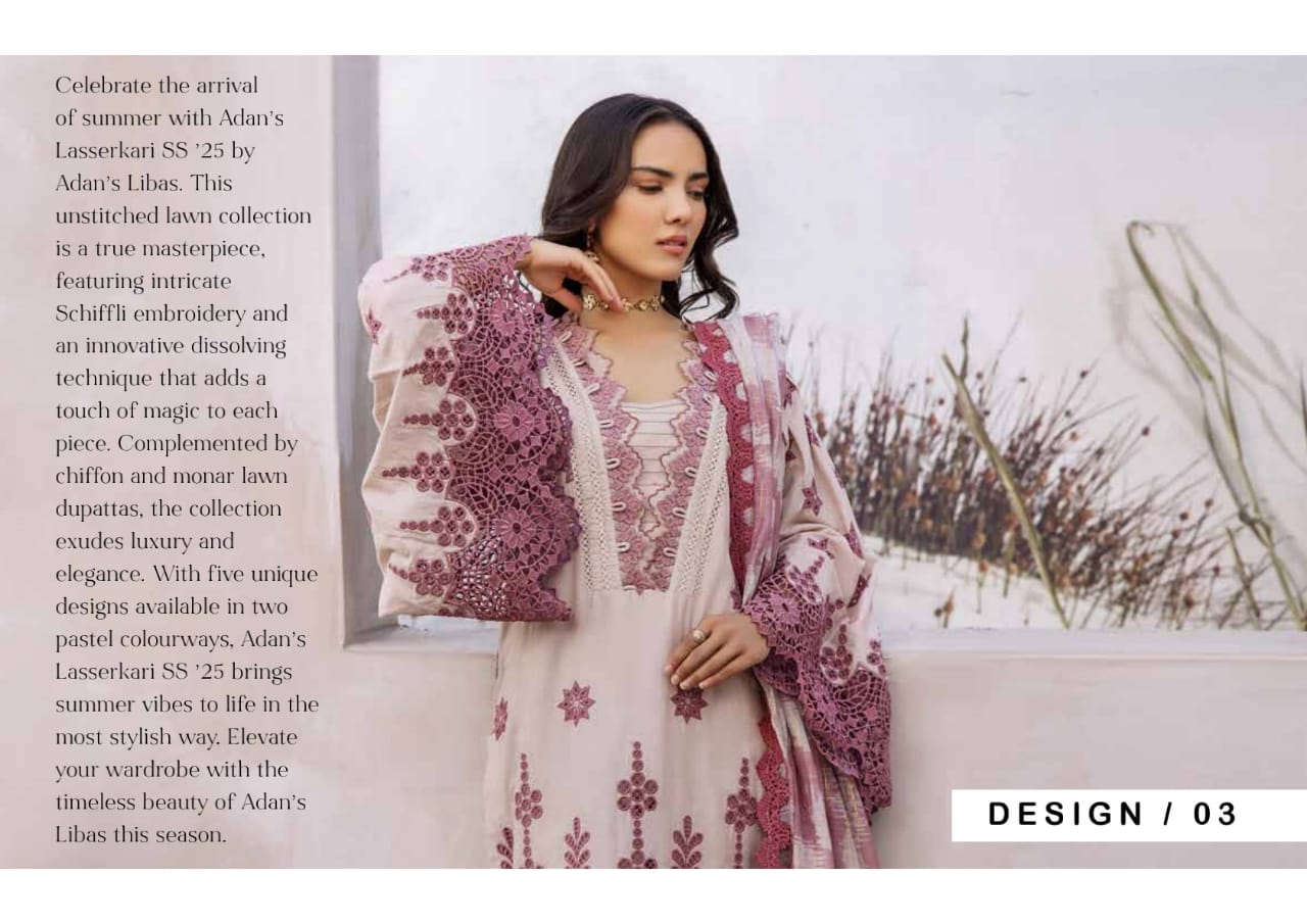 Adan's Lasserkari Unstitched Lawn'25