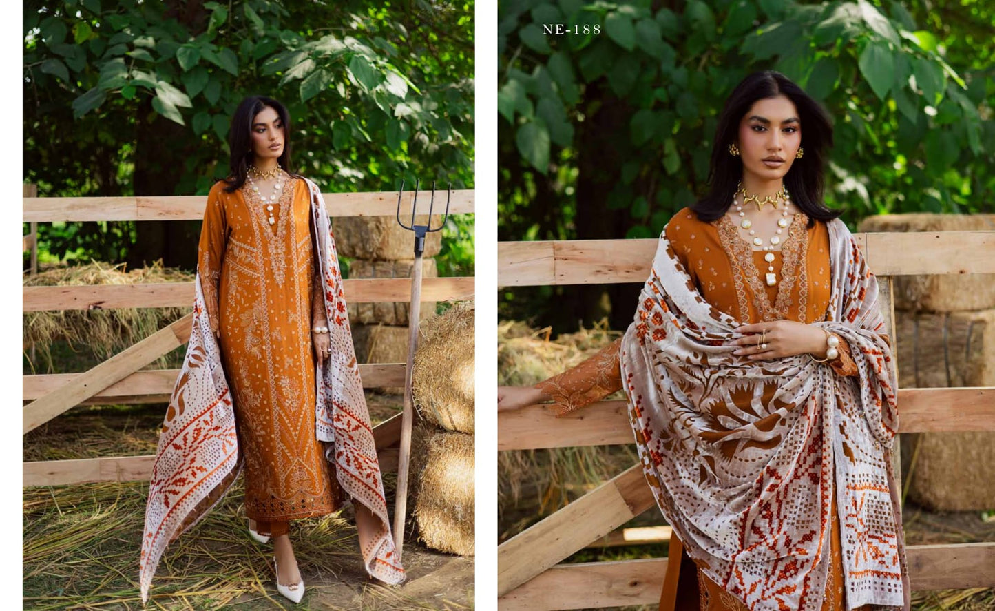 Embroidered leather peach collection