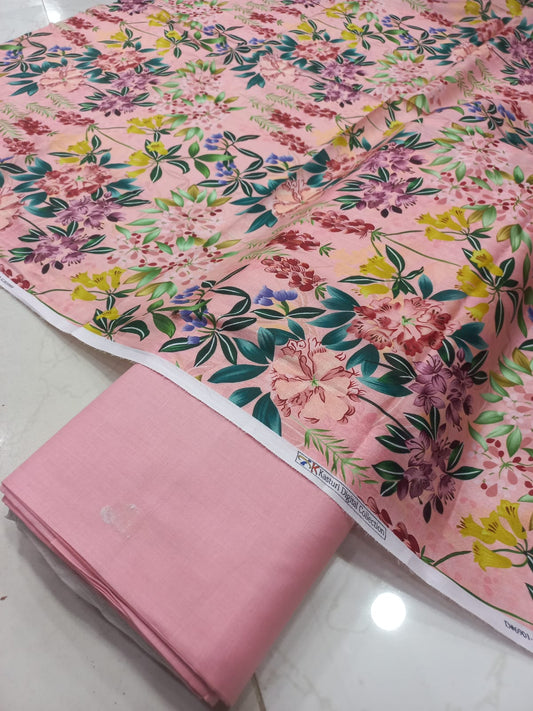 Mix Brand 2 Pcs Printed Suit With Plain Trouser