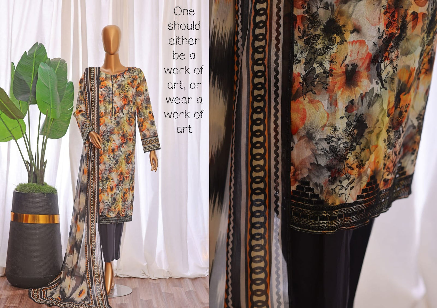 HZ PREMIUM CHIKANKARI WITH PRINTED BAMBER CHIFFON DUPATTA COLLECTION