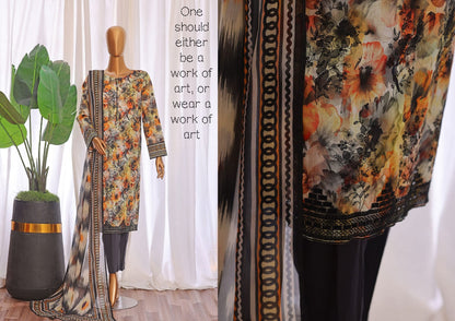 HZ PREMIUM CHIKANKARI WITH PRINTED BAMBER CHIFFON DUPATTA COLLECTION