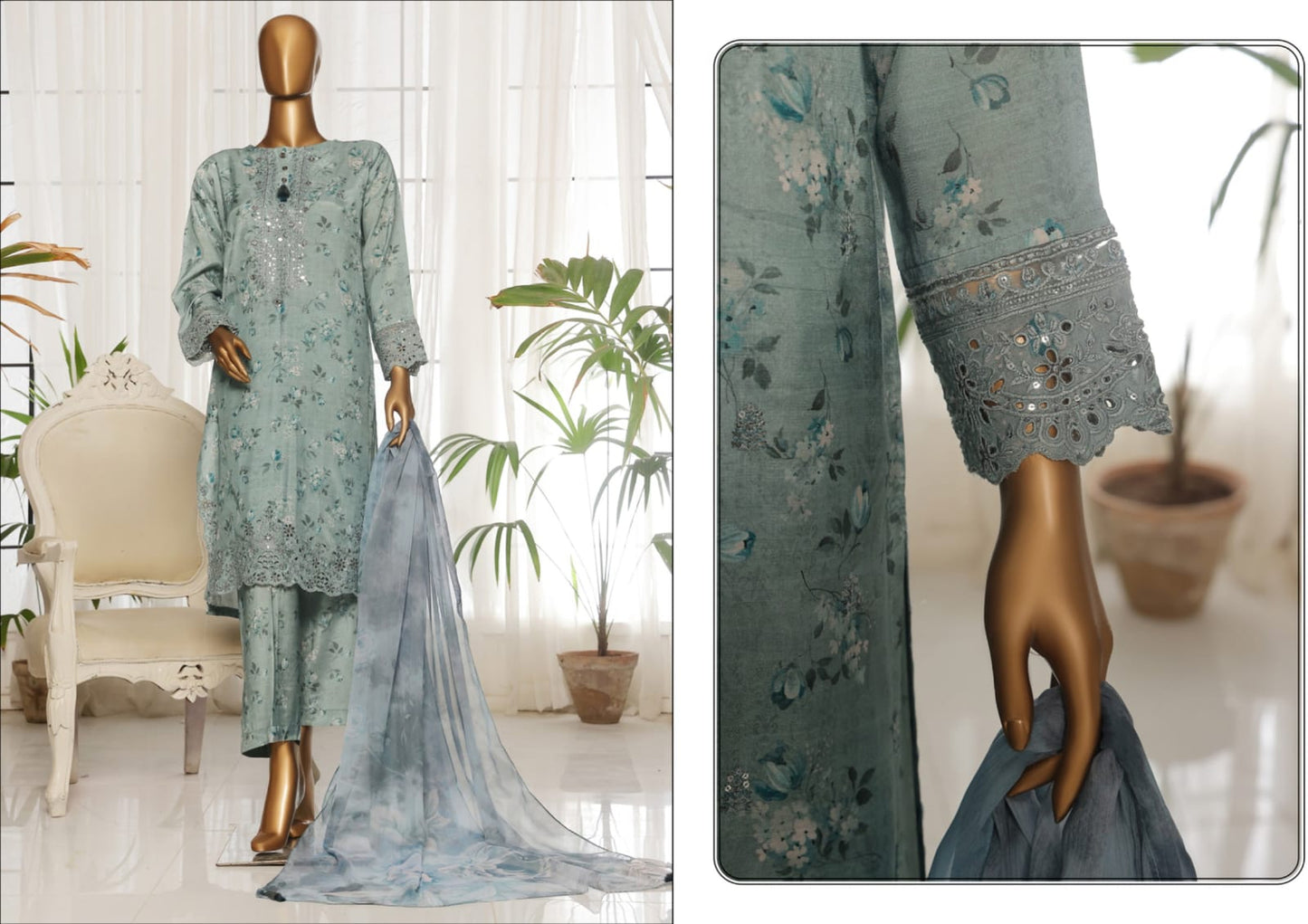 MAJESTIC Embroiderd Silk Festive Lawn