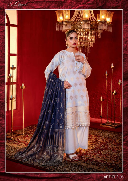 JACQUARD Premium Broshia Banarsi Jacquard Lawn Collection DROP-1