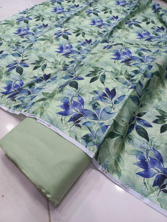 Mix Brand 2 Pcs Printed Suit With Plain Trouser