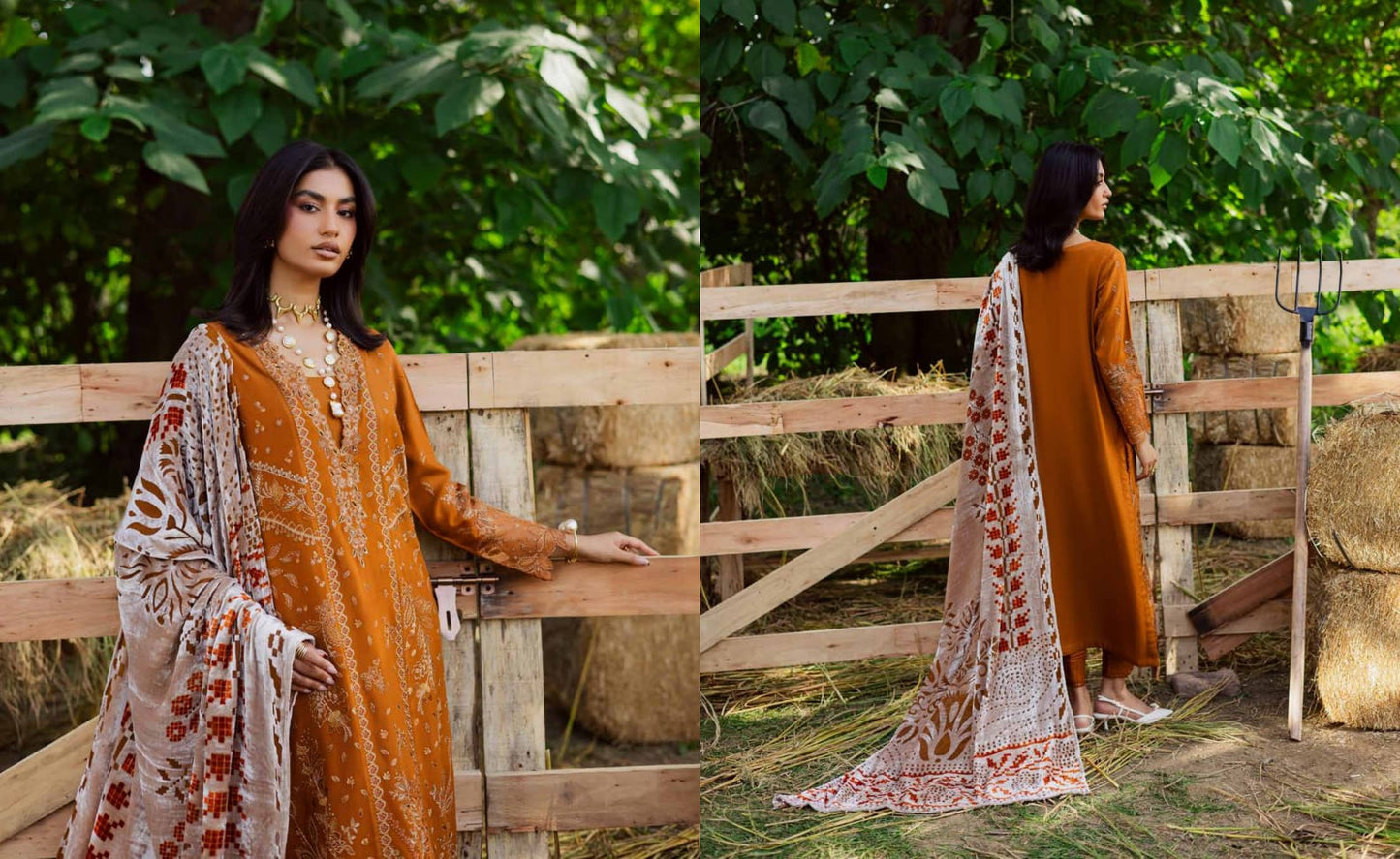 Embroidered leather peach collection