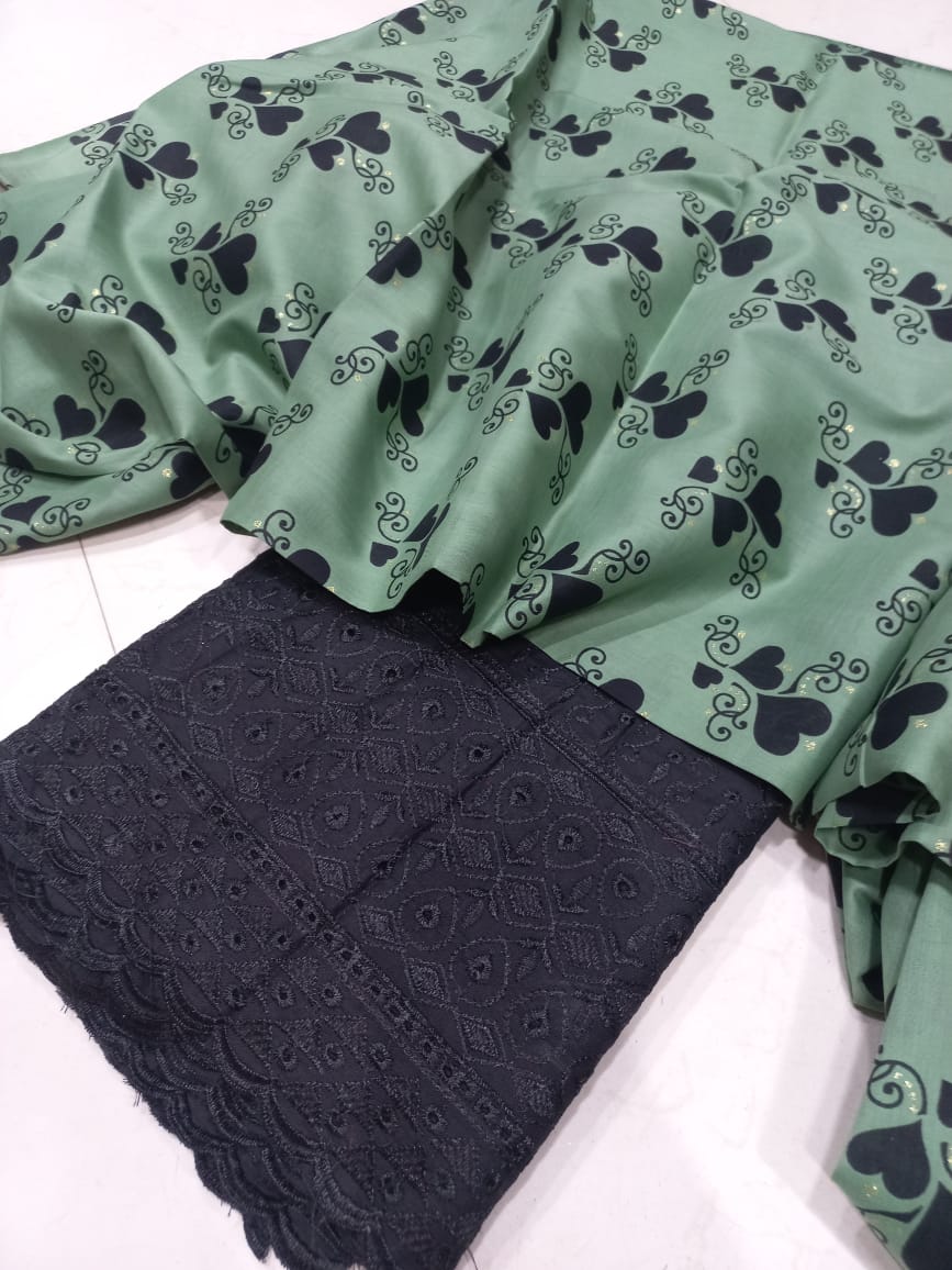 Printed 2 Pcs With Chikan Trouser