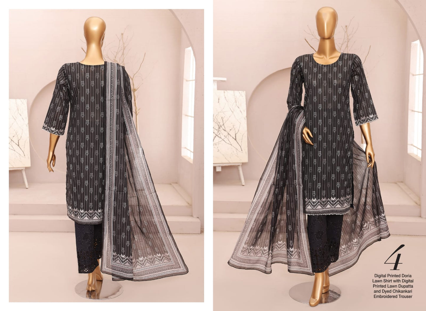 Forever Black Series Digital Printed Doria Lawn