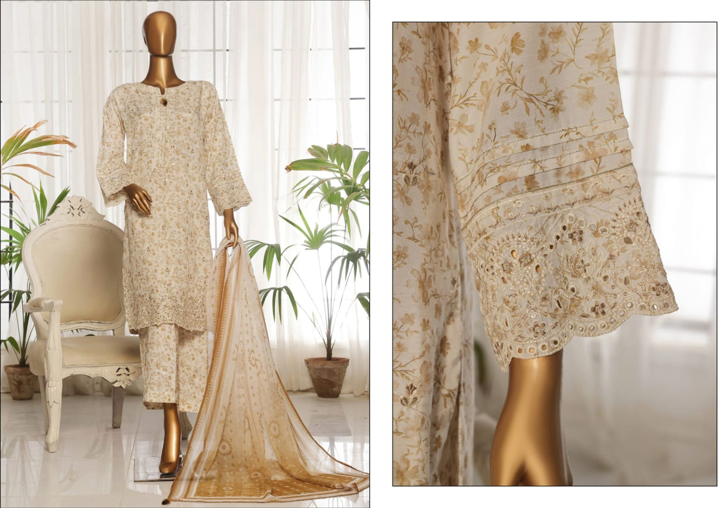 MAJESTIC Embroiderd Silk Festive Lawn