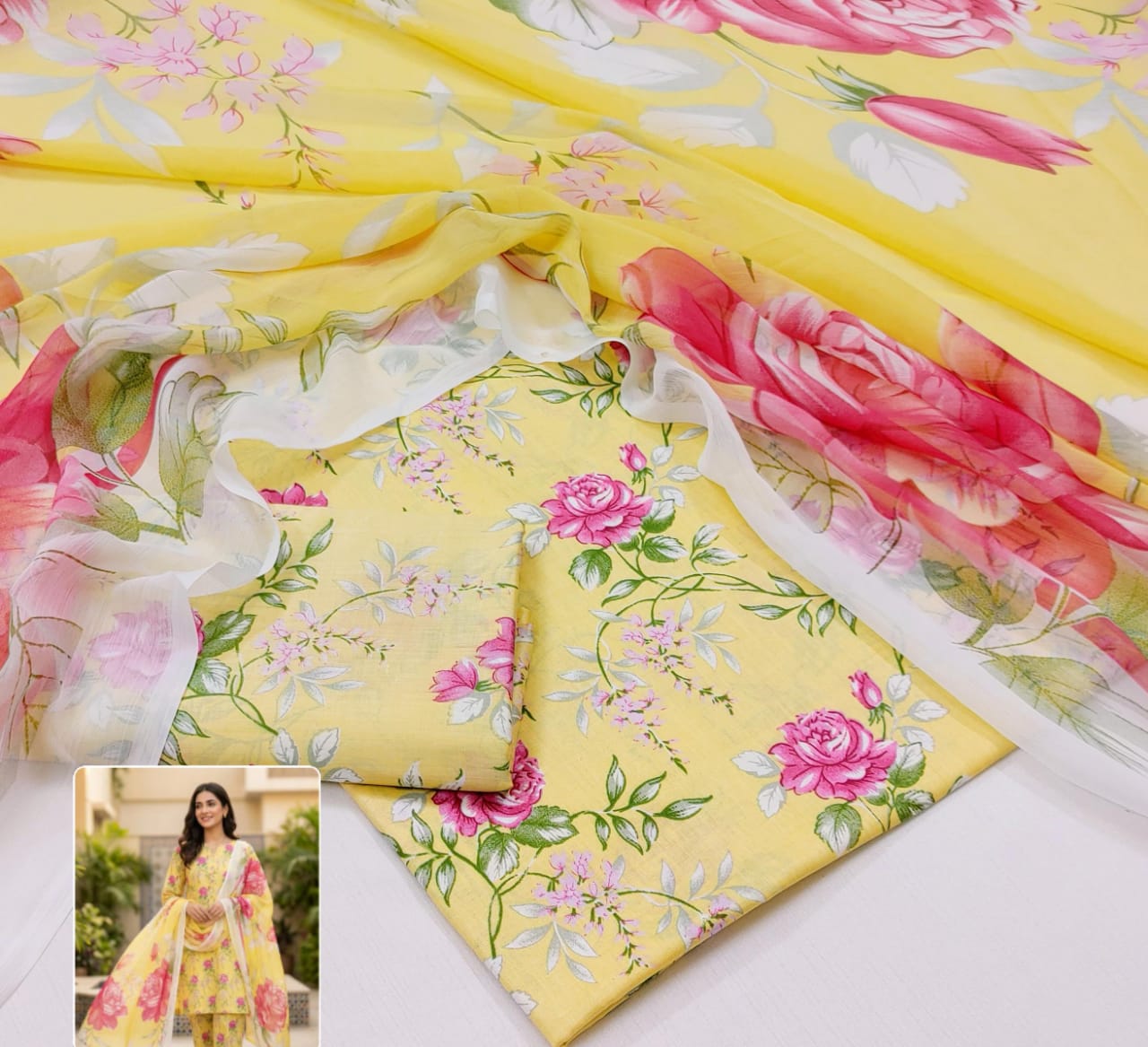 Printed Lawn With Chiffon Dupatta Collection