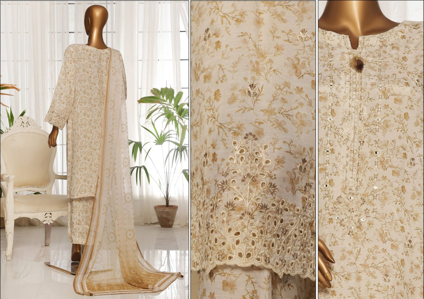 MAJESTIC Embroiderd Silk Festive Lawn