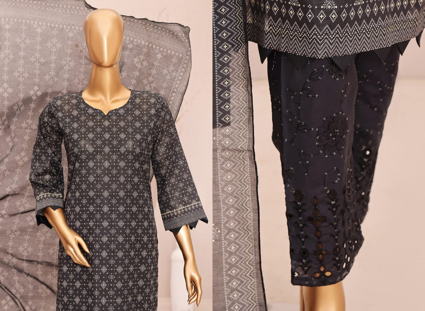 Forever Black Series Digital Printed Doria Lawn
