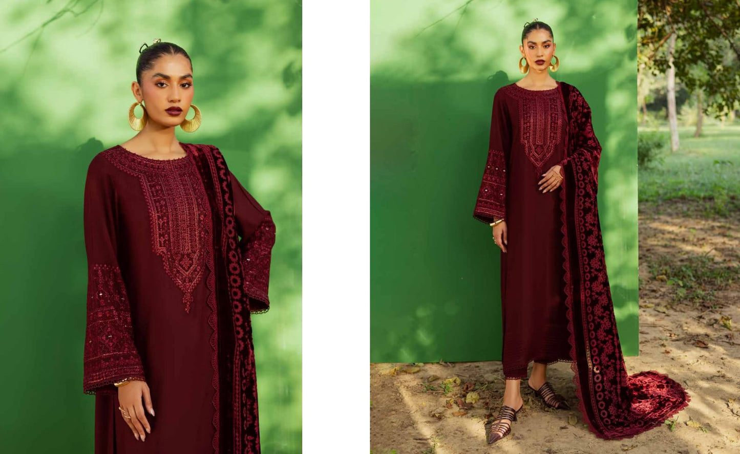 Embroidered leather peach collection