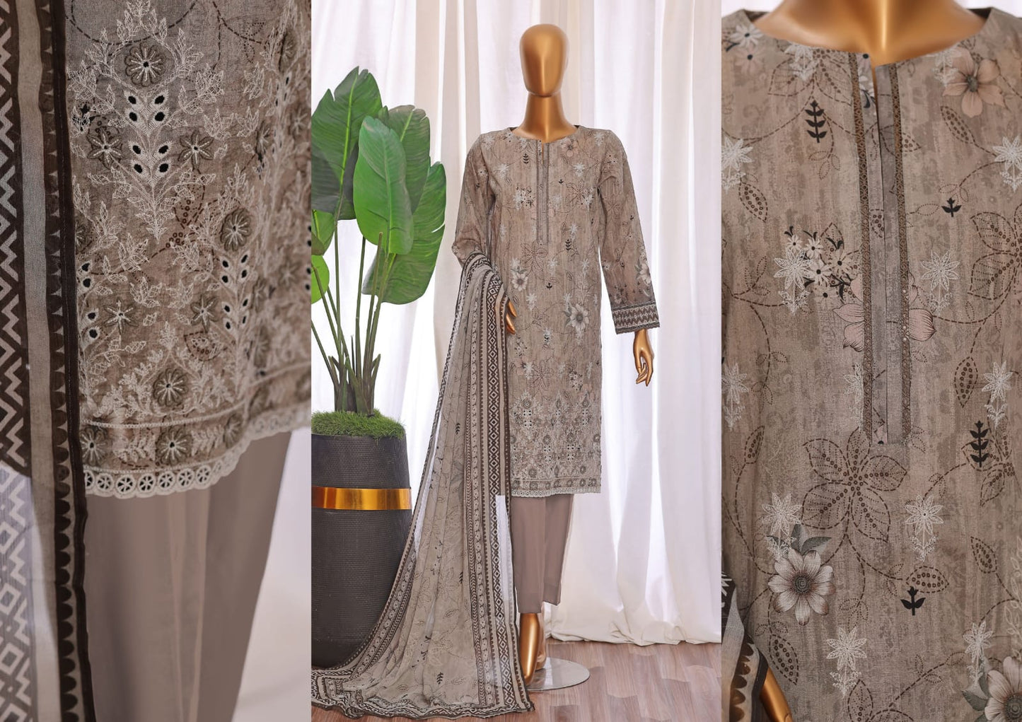 HZ PREMIUM CHIKANKARI WITH PRINTED BAMBER CHIFFON DUPATTA COLLECTION