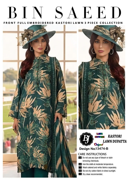 BJ Cotton With Lawn Dupatta