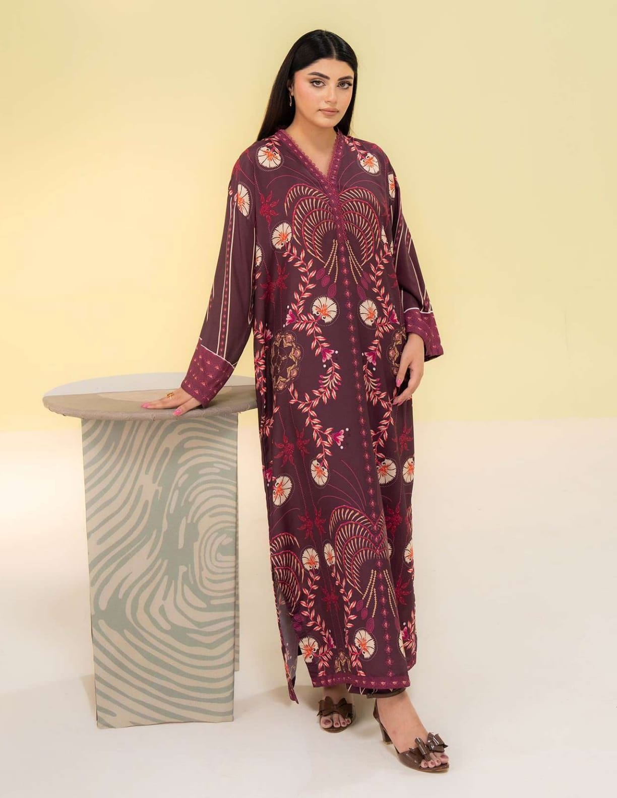 SUMMER KAFTAN BY AMAL 2 Pcs CO-ORDS SILK KAFTAN