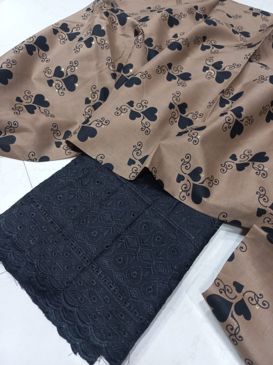 Printed 2 Pcs With Chikan Trouser